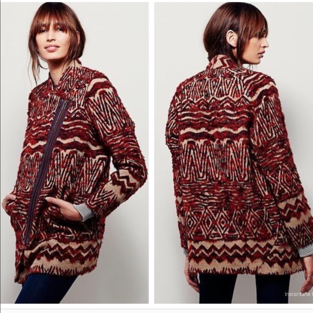 Free People coat tribal red combo small